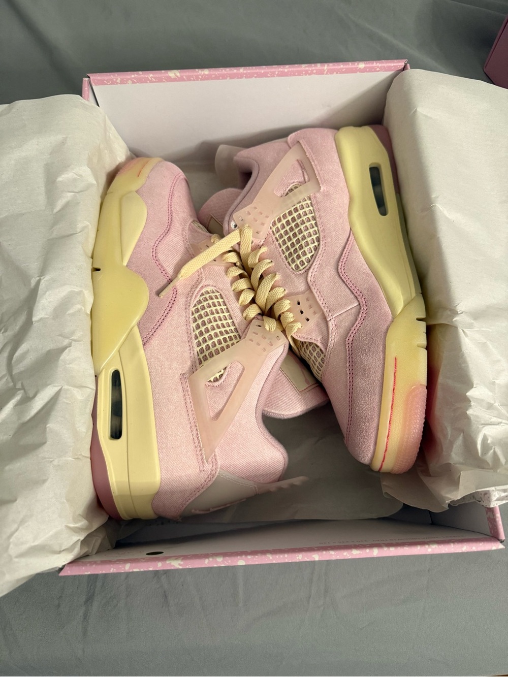 Jordan Women's Pink and Cream Suede Air Sneakers